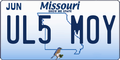 MO license plate UL5M0Y