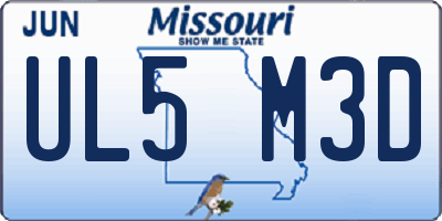 MO license plate UL5M3D