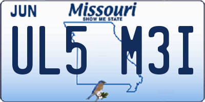 MO license plate UL5M3I