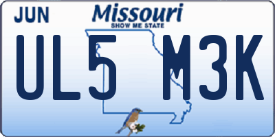 MO license plate UL5M3K