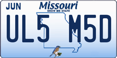MO license plate UL5M5D