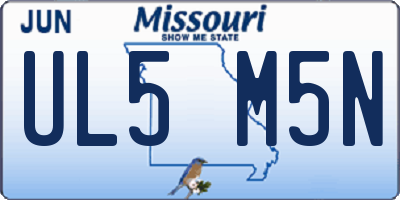 MO license plate UL5M5N