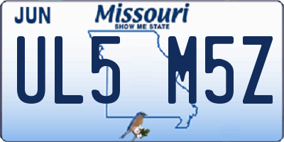 MO license plate UL5M5Z