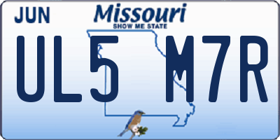 MO license plate UL5M7R