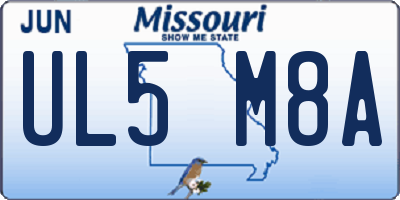 MO license plate UL5M8A