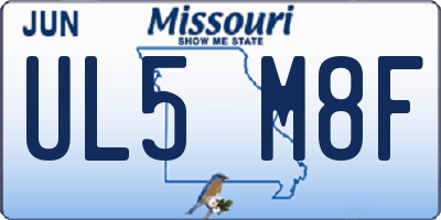 MO license plate UL5M8F