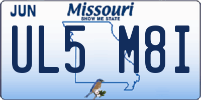 MO license plate UL5M8I