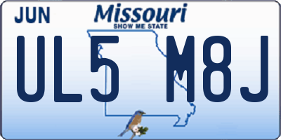 MO license plate UL5M8J