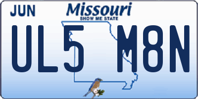 MO license plate UL5M8N