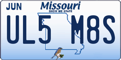 MO license plate UL5M8S