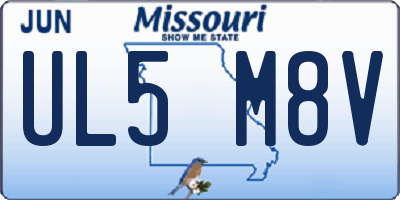 MO license plate UL5M8V