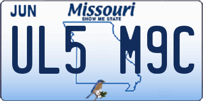MO license plate UL5M9C