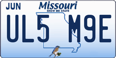 MO license plate UL5M9E