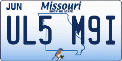 MO license plate UL5M9I