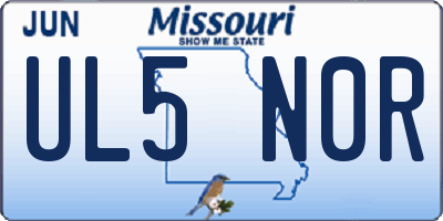 MO license plate UL5N0R