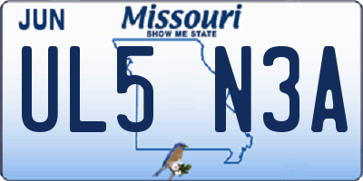 MO license plate UL5N3A