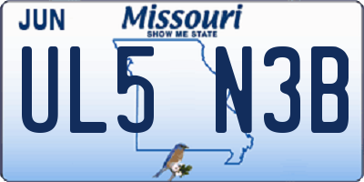 MO license plate UL5N3B