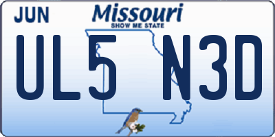 MO license plate UL5N3D