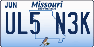 MO license plate UL5N3K