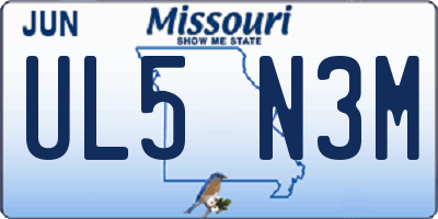 MO license plate UL5N3M