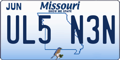 MO license plate UL5N3N