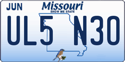 MO license plate UL5N3O