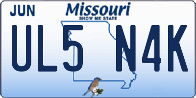 MO license plate UL5N4K