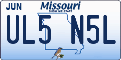 MO license plate UL5N5L