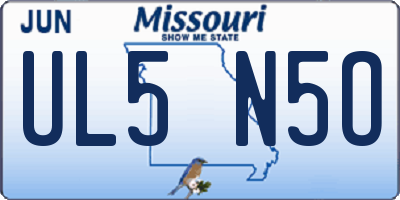MO license plate UL5N5O