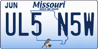 MO license plate UL5N5W