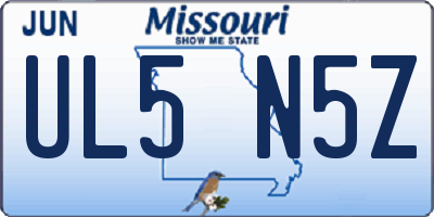 MO license plate UL5N5Z
