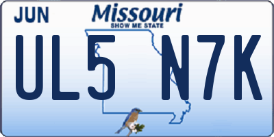 MO license plate UL5N7K