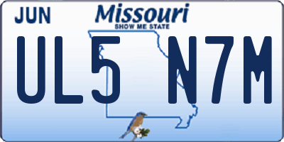 MO license plate UL5N7M