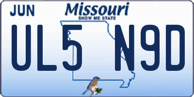 MO license plate UL5N9D