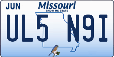 MO license plate UL5N9I