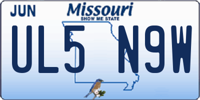 MO license plate UL5N9W