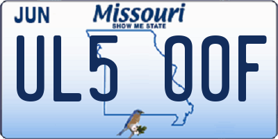 MO license plate UL5O0F
