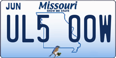 MO license plate UL5O0W