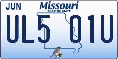 MO license plate UL5O1U