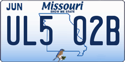 MO license plate UL5O2B