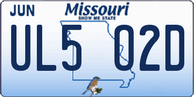 MO license plate UL5O2D