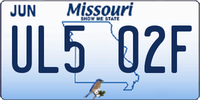 MO license plate UL5O2F