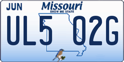 MO license plate UL5O2G