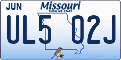 MO license plate UL5O2J