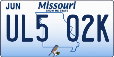 MO license plate UL5O2K