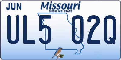 MO license plate UL5O2Q