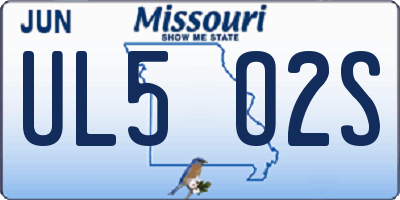 MO license plate UL5O2S