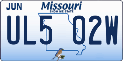 MO license plate UL5O2W