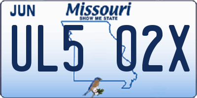MO license plate UL5O2X
