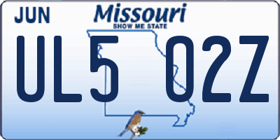 MO license plate UL5O2Z